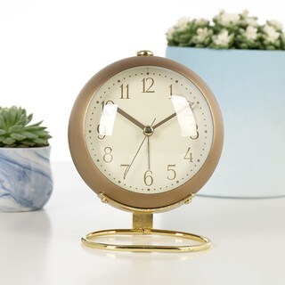 Hense fashionable simple alarm clock creative living room bedside clock desktop clock student dormitory small desk clock alarm watch ha13 sand bronze + ring