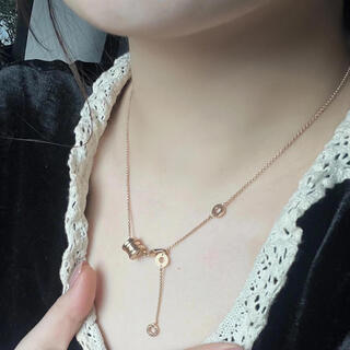 Kawamori small waist necklace 18k rose gold mini spring trumpet color gold full diamond pendant clavicle chain for women high-end rose gold mini spring trumpet
