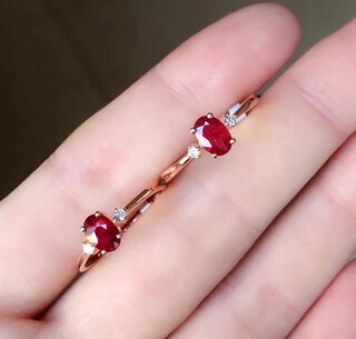 Pool example 18k gold 14k rose gold color gold ring for women natural ruby precious gemstone simple and exquisite with certificate no. 9