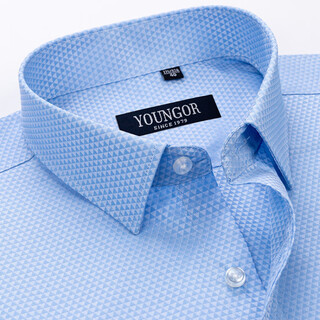 Camisa oficial de Yager Camisa oficial de manga corta para hombres Rayas casuales de negocios de mediana edad sin planchar anti-wrinking de alta gama Color sólido Cotton Pure DX6636 38 Sugerencias [100-120Jin [Jin es igual a 0.5 kg]]]