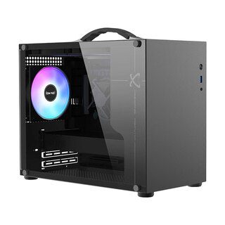 动力火车（PowerTrain）未知玩家X100迷你小机箱MATX电脑台式机手提便捷式mini主机箱玻璃侧透紧凑型桌面办公游戏type-c X100 黑色（支持MATX主板）