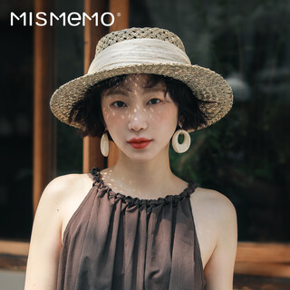 Mismemo french holiday straw hat for women 2025 new spring and summer hollow saltwater straw travel flat brim sun hat, straw brown color