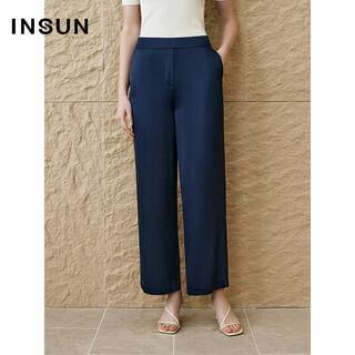 Enshang enshang special selection of autumn acetic acid light business vertical straight suit pants navy blue l