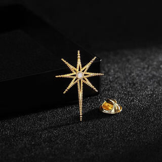 Shengbei eight-pointed star brooch men's suit collar pin high-end simple corsage coat badge accessories high-end shirt button gold one