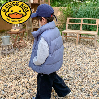 G.duckkids children's korean boys and girls down jackets for small and medium-sized children thickened vests vests for boys and girls baby vest outer wear autumn and winter haze blue 110 recommended 4-5 years old recommended height 100-110c
