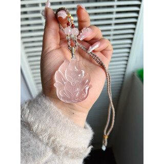 Dl 1998 fat donglai same style pink crystal fox pendant natural pink crystal nine-tailed fox peach blossom fox girl