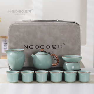 Neoeo neoeo tianqing ru kiln split glaze can support kung fu tea set home teapot teacup tea tray complete set gift box neoeo nier ru kiln split glaze set n1321