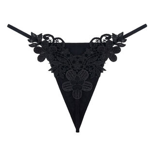 Women's underwear open-style women's free to put on and take off convenient briefs transparent lace mesh seamless skin-friendly sentimental thong black