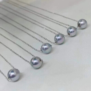 Yingxin seawater pearl necklace 859mm perfect round strong light blue rose k gold water drop mabe pendant diamond