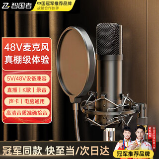 Wise nation 48v/5v compatible microphone condenser professional live streaming game e-sports singing mobile phone microphone sound card computer karaoke special recording speaker recording equipment