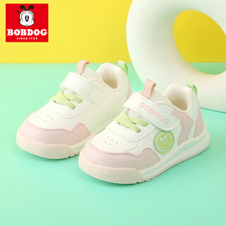 Bobdog baby toddler shoes non-slip spring and autumn new style girls sneakers breathable leather casual functional shoes for infants and young children beige pink (leather) size 25/shoe inner length 16.4cm