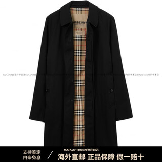Burberry (burberry) new year solid color lapel long-sleeved windbreaker camden version mid-length men's black black one size 44