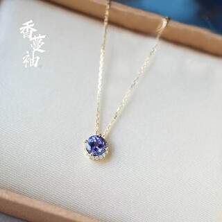 Xiangmanxiu <moon half bend> s925 sterling silver necklace blue moon tanzanite silver gold-plated pendant light luxury girls clavicle chain necklace