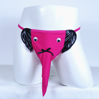 Men's elephant trunk t-string super sexy single underwear funny and cute elephant trunk jj set sexy t-shaped underwear for men 3035 rose red one size waist 1.9 to 2.7 feet