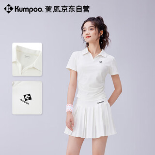 薰风（KUMPOO）羽毛球服女款透气速干运动短袖比赛训练服T恤K241W-1096 白色 M