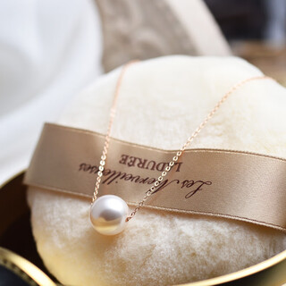 Iosn simple single pearl necklace light luxury niche neck chain clavicle chain temperament exquisite fashion rose gold does not fade women rose gold chain length 40+5cm+pure white pearls 10