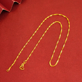 Qingyu sand gold necklace for women 18k gold plated without pendant new style gold plated chain lanyard plain chain gold 925 color gold chain jewelry x2137 single water wave chain free counter gift box