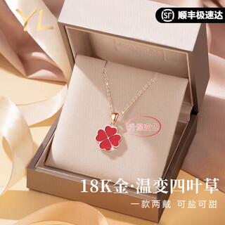 Coisee.yl light luxury 18k gold temperature-changing two-color four-leaf clover necklace women's gold valentine's day birthday gift for my wife