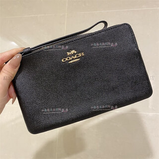 Coach clutch large wrist coin handbag mahjong bag wallet women's mobile phone card holder chain carriage black cv395
