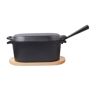 Cast iron uncoated toast bread mold baking oven european bag baking pan dual-purpose pot lid 26 outlets 26*16cm dual-purpose bread pan with wooden tray