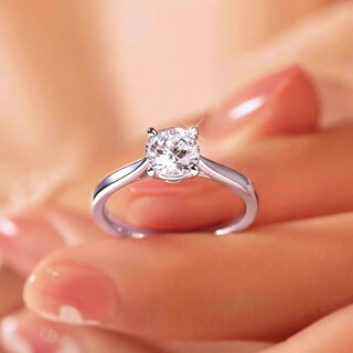 Chow tai sang platinum diamond ring classic four-prong set with one carat cultivated diamond diamond proposal ring for wedding and valentine’s day for girlfriend pt950 platinum one carat cultivated diamond d/3ex/vv closed mouth (no. 12)