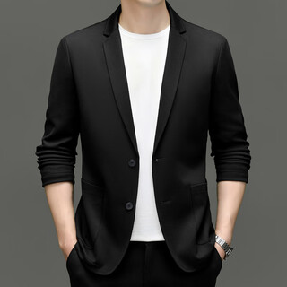 Joeone high-end casual suits for men 2025 new spring and autumn business casual jackets fashion slim suits black m recommended 100-125 jin jin equals 0.5 kg