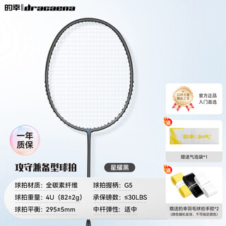 的幸【均衡之刃】羽毛球拍新手初学者超轻专业全碳素均衡耐用羽毛球单 星耀黑 24磅（标准初学者磅数）