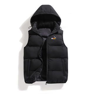 Removable hooded vest men's autumn and winter simple coat thickened warm high-end waistcoat sleeveless sports vest black l recommended 90-110jin jin equals 0.5 kg