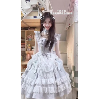 Xi bai blue sweet girl gorgeous little dress doll feeling lolita skirt birthday adult ceremony big bow tail princess blue skirt + tail s