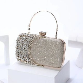 Yingtang celebrity diamond bag banquet dress clutch bag dinner bag wedding bridesmaid handbag gold moon shape