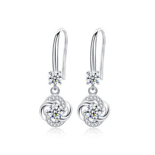Platinum earrings pt950 long earrings niche design high-end earrings temperament simple hook platinum earrings for women 3.9g eternal love earrings white diamond