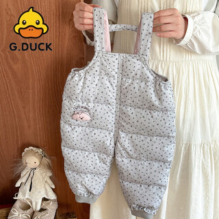 G.duck little yellow duck official baby overalls autumn and winter new girls white duck jumpsuit infant thickened pants a official gray flagship 73 cm