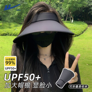 Warrior large-brimmed sun hat for women summer outdoor anti-uv hollow hat sun protection face-covering cool hat sports mountaineering sun hat black with windproof rope