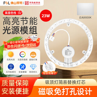 Foshan lighting (fsl) led ceiling lamp wick replacement magnetic lamp plate patch modification lamp panel energy-saving round module 23w white light (6500k) 222mm including binding posts