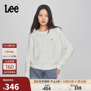 Lee shopping mall's same style comfortable version cable metal brand women's sweater milky white l