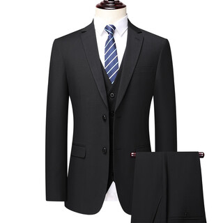 Goldlion g+ goldlion wool suit suit men's suit groom's dress bank civil servant work clothes two pieces 5158 three-piece suit + vest + trousers black s 160 (75-90jin jin equals 0.5 kg)
