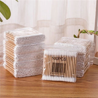 Disposable household double-ended cotton swabs for ear removal, beauty salon cosmetic cotton swabs, 3 bags, about 300 pieces