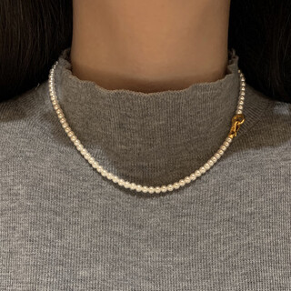 Only double guyan shijia australian white bright round pearl necklace for women, light luxury and high-end stacking new clavicle necklace accessories 4mm australian white pearl necklace, total length is about 42.5cm