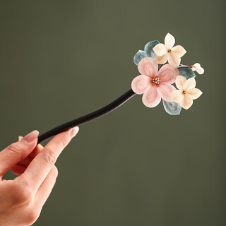 Lingchuan original intangible cultural heritage handmade silk velvet flower sandalwood hairpin daily hairpin hanfu hair accessories hairpin ancient style head accessories tianzhi sandalwood hairpin oiran velvet flower