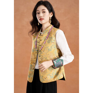 Kebei's national style double-sided temperament printed vest for women 2025 new autumn fashionable foreign style retro age-reducing top xl