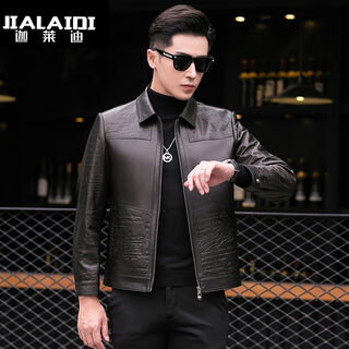 Galedi haining genuine leather jacket men's sheepskin slim lapel short spring and autumn new leather jacket casual youth jacket trendy black s 16546