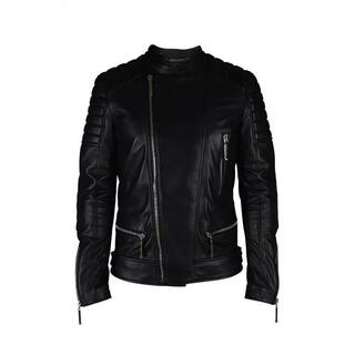 Philipp plein men's jacket windproof and wear-resistant black leather cycling street leather motorcycle black one size |