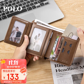 Polo wallet men's first-layer cowhide wallet multi-card slot card bag multi-functional id bag gift box birthday gift for boyfriend