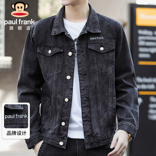 Paul frank denim jacket men's autumn korean jacket men's top loose and handsome work clothes black gray xl