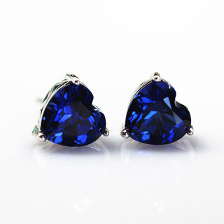 Shienchao fashionable heart-shaped tanzanite earrings tanzanite sapphire earrings korean style sterling silver inlaid hypoallergenic gift main stone 7x7mm