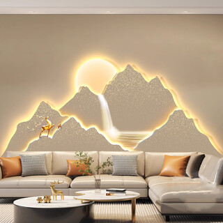 Custom writing with backing, living room decoration painting, light luxury and atmosphere, sofa background wall hanging painting, jinshan luminous high-end wall lamp painting, z7115 with backing, 25*80 double layer, ordinary model without light, crystal porcelain uv fine carving