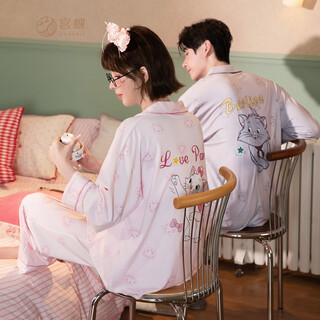 Gong die light and soft disney mary cat modal cotton couple pajamas women's long sleeve spring and autumn home clothing for men