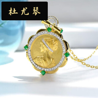 Buhesyt du youqin 18k gold emerald necklace lady liberty gold coin diamond pendant for women 18k single pendant