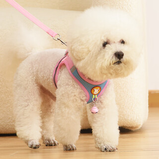 Gerthron german vest-type dog leash small dog teddy bichon pomeranian puppy harness pet dog leash blue pink (with 1.5 meters long flat rope) s- (recommended weight 3-6 jin jin equal to 0.5 kg of cute pets)