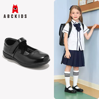 ABC KIDS儿童小皮鞋女童公主鞋黑色演出鞋软底英伦风单鞋毕业3104PY黑色28
